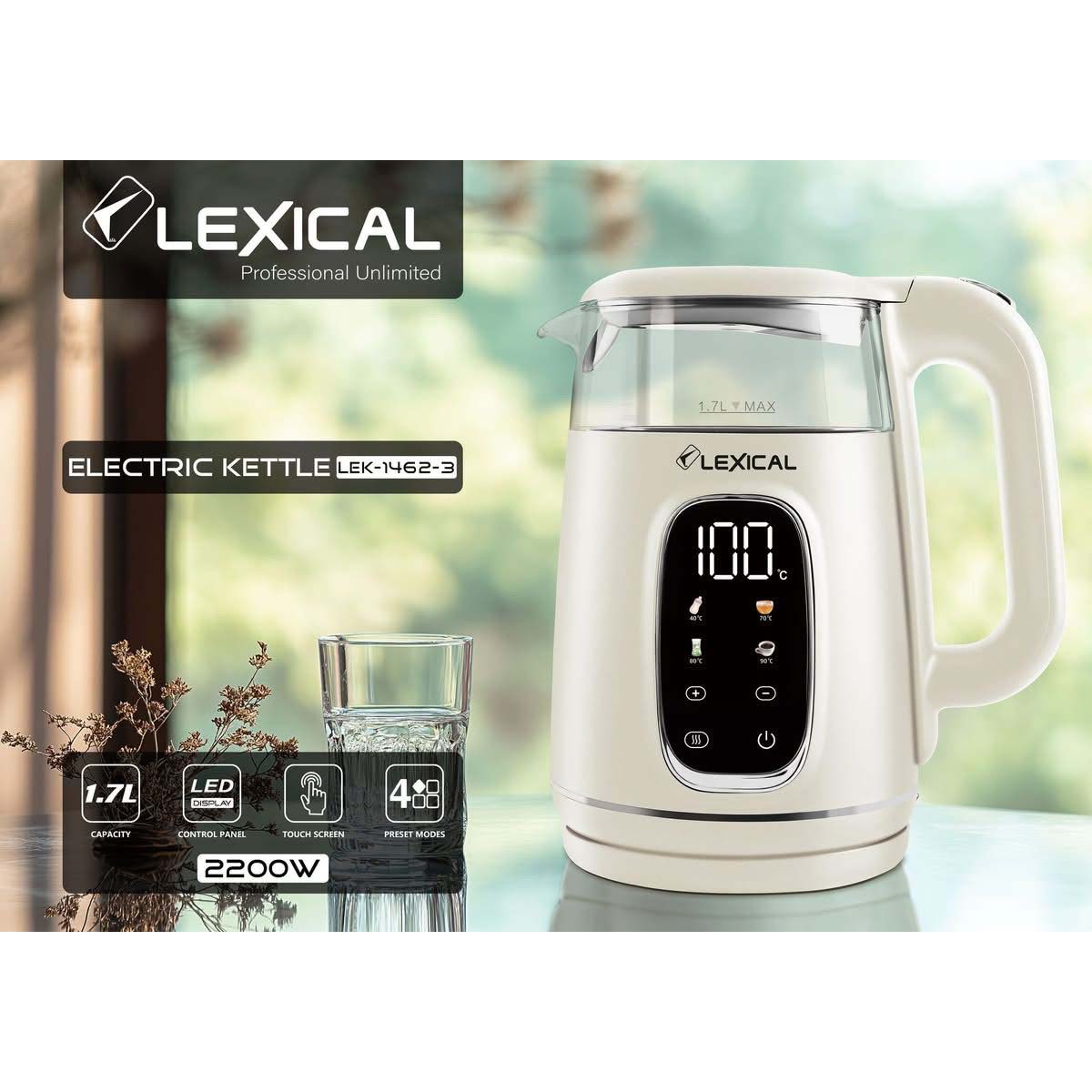 Lexical LEK-1462-3 Smart Elektrik Çaydanı – 1.7L, 2200W, LED Ekran